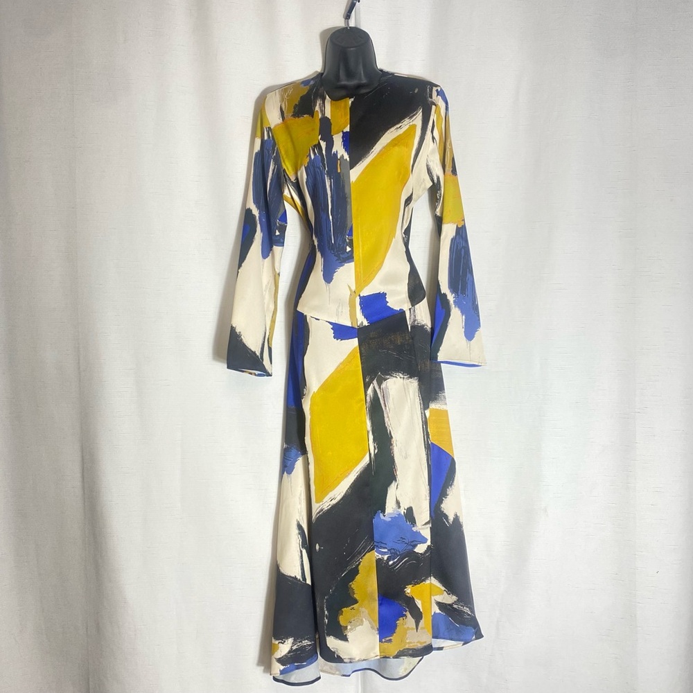 ZARA NWT WOMAN ROUND NECK PRINTED MIDI DRESS MULTICOLORED SIZE M - Picture 5 of 16